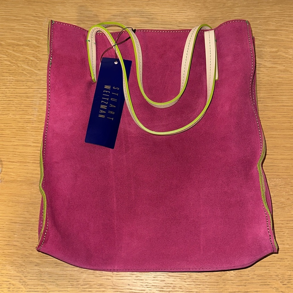 NEW Stuart Weitzman Collection Pink Suede Tote Bag